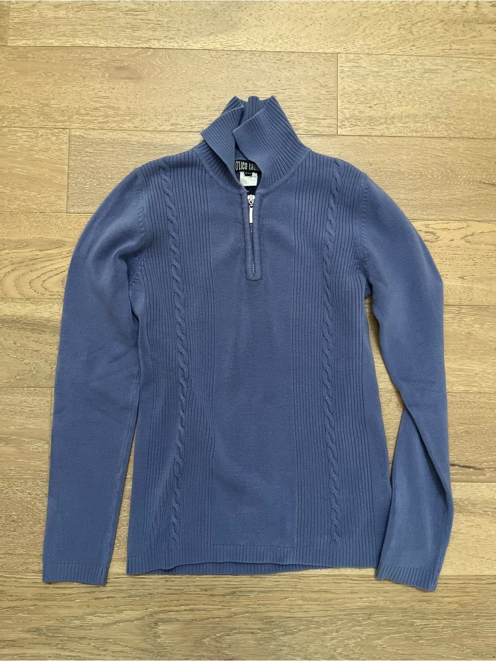 Vintage Half-Zip Cable Knit Sweater - Blue
